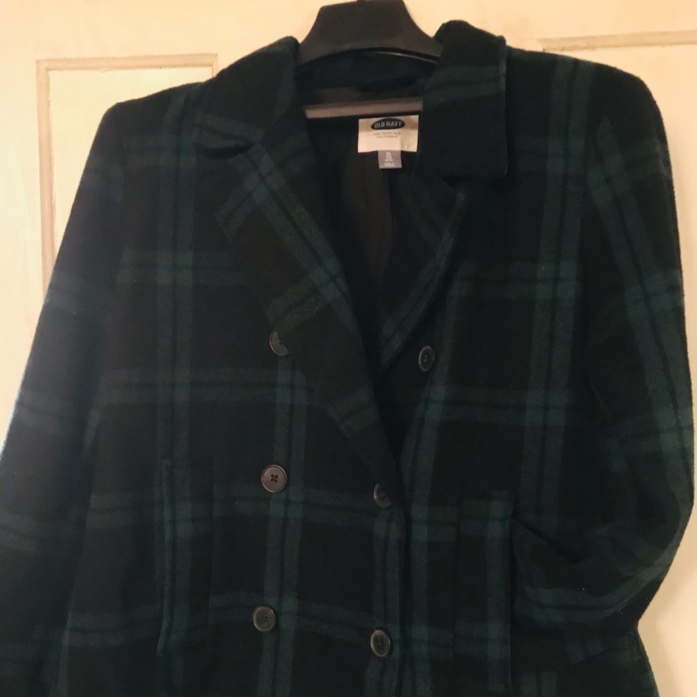 Old Navy Green plaid Peacoat